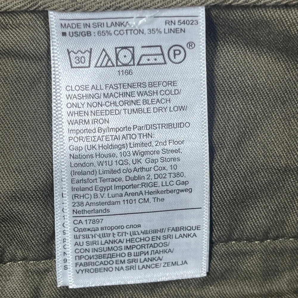 Banana Republic Pants Women 16 Olive Green Cotton Linen Pleated Cargo High Rise